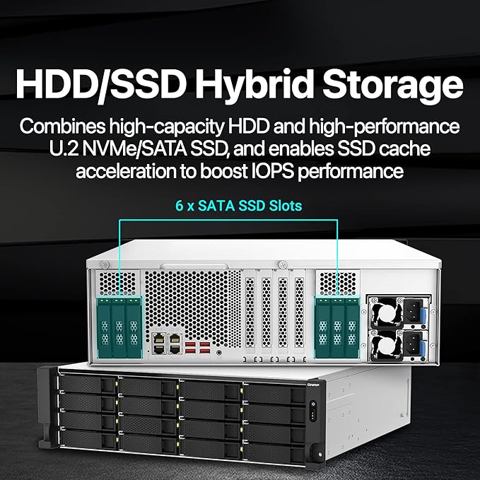 QNAP TS-h2287XU-RP-E2378-64G-US 22 Bay 3U Rackmount Hybrid NAS with Intel® Xeon® Processor, Dual 10GbE, ZFS Storage for Virtualization and Data-Intensive Enterprise Applications