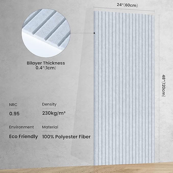 10 Pack Sound Proof Panels for Walls, 47.2 x 23.6 x 0.35 Inch Sound Deadening Panels,Large Acoustic Panels for Media Room, Office and Studio,Light Camel