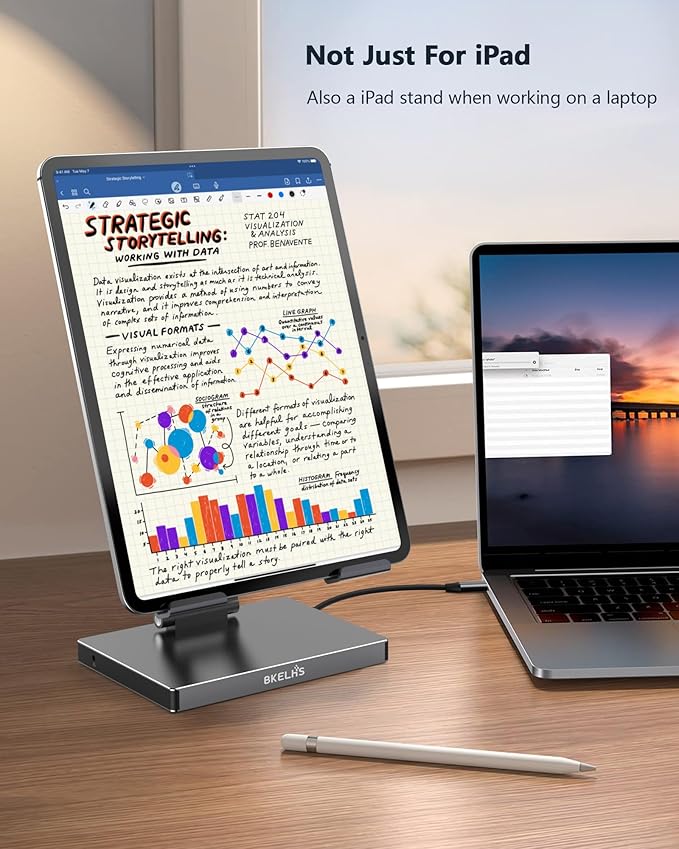 iPad Pro USB C Hub Stand, 9 in 1 Adapter for iPad Air M5 M3 M4 13 12.9 Inch Docking Station 4K 60Hz HDMI, RJ45 Ethernet, SD/TF Card Reader, 3 USB 3.0, 3.5mm Audio, iPad Accessories Samsung Tablet Dock