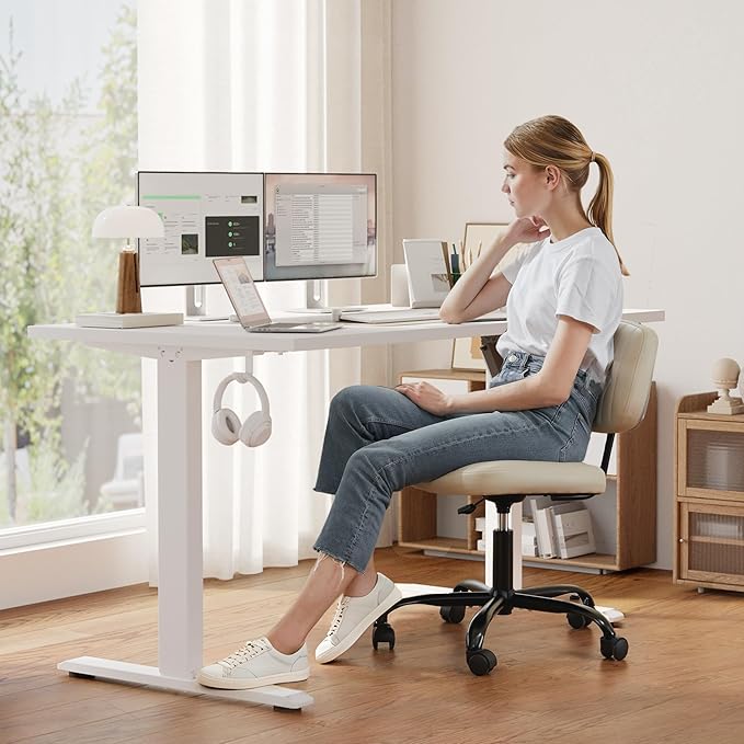 Klicelor 48 Inch Electric Standing Desk, Height Adjustable Office Desk, Sit Stand Up Computer Desk with Memory Preset, Two-Piece Desktop, White