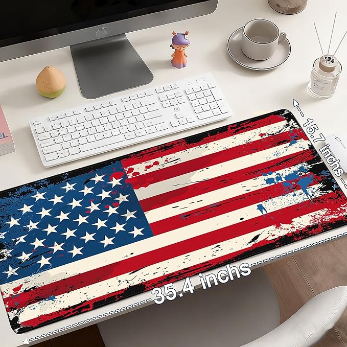 Mouse Pad Gaming - Desk Mat for Keyboard and Mouse - American Antique Flag Large Mouse Pads for Desk, Desks Pad Mat(35.4" X 15.7") with Non-Slip Base, Gaming Mousepad for Game, Office and Home