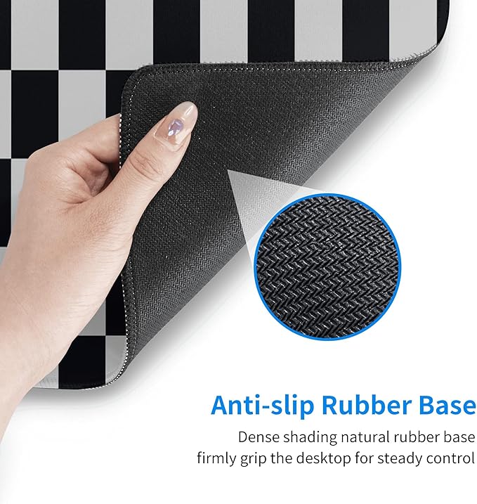 Black and White Checkered Desk Mat Large Gaming Mouse Pad Black and White Checkered Extended Mousepad Big in Laptop Computer Mouse Keyboard Mat for Office Desk Decor 31.5x12 in