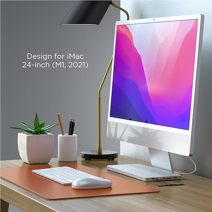 Satechi USB C Slim Dock for 24” iMac with Tool-Free Enclosure for M.2 PCIe NVMe and SATA SSDs, USB C Data Port, USB A, 2 USB 2.0, Micro/SD Card Reader - Silver