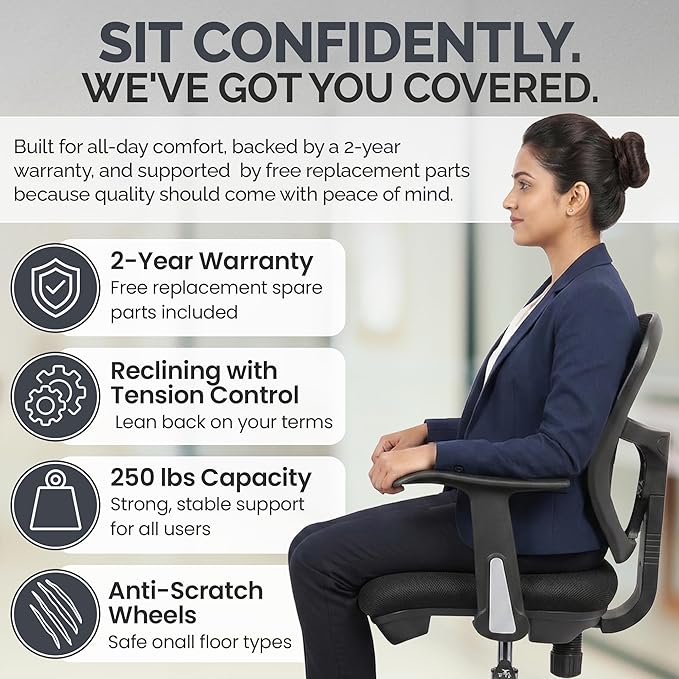 OfficeFactor Drafting Chair Tall Office Chair with Arms Executive Ergonomic Standing Desk Chair with Anti Scratch Wheels and Footrest