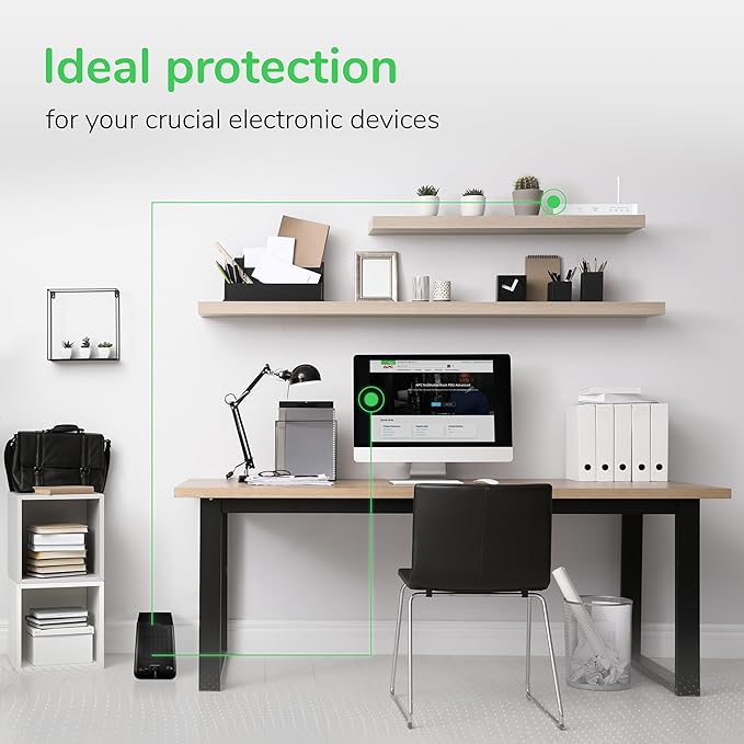 APC UPS 600VA / 330W UPS Battery Backup & Surge Protector, 7 Outlets (NEMA 5-15R), USB Charging Port, BE600M1 Uninterruptible Power Supply for Computers, Wi-Fi Routers, and Home Office Electronics
