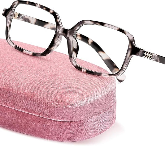 livho Blue Light Glasses for Women – Y2K Aesthetic Frame with Blush Pink Case, 90s Vibe for Screen Time Blue Light Blocking