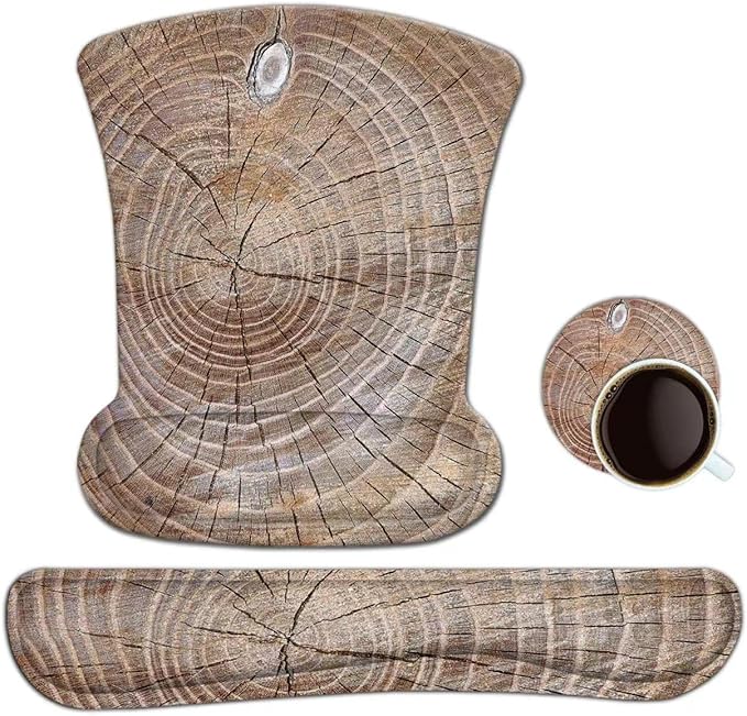 ToLuLu Keyboard Wrist Rest Mouse Pad Support, Gel Ergonomic Mouse Pads for Computer Laptop PC, Comfortable Durable Mousepad Keyboard Wrist Rests for Easy Typing Pain Relief, Wood Art