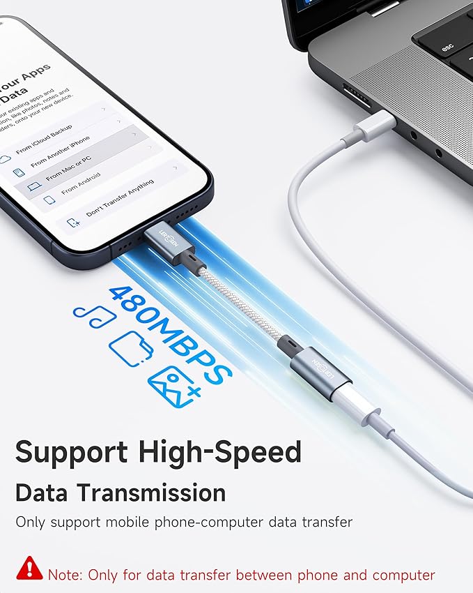 2 Pack Lightning to USB C Adapter, Fast Charging & Data Sync Adapter for iPhone 17 16 15 Pro Max Plus to USB-C, Compatible with Samsung S25/S24/S23, Not for Audio/OTG