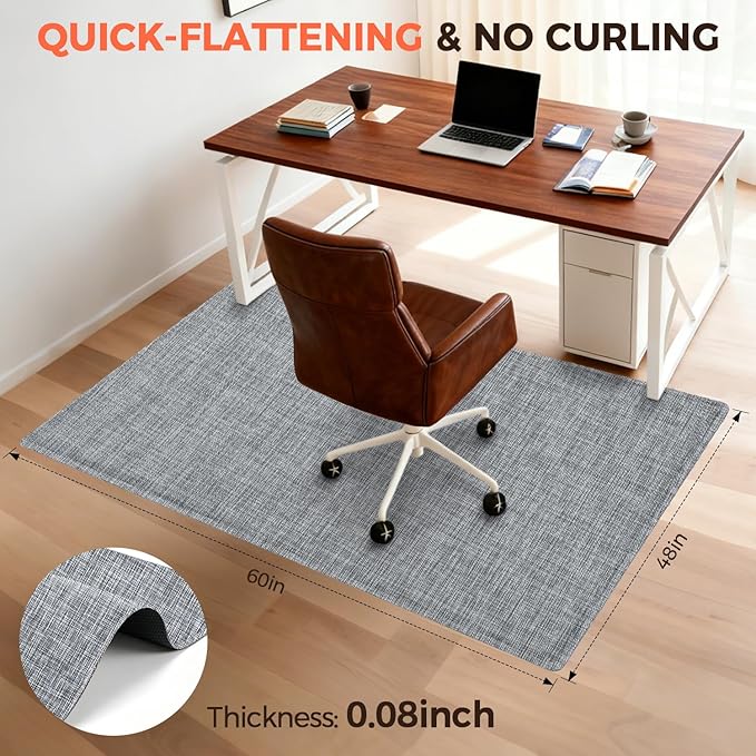 BAGAIL Office Chair Mat for Hardwood Floor, 48"x60" Heavy Duty Computer Chair Mat - Fast Flat & Smooth Glide - Non-Slip Desk Chair Floor Protector for Home Office - Black