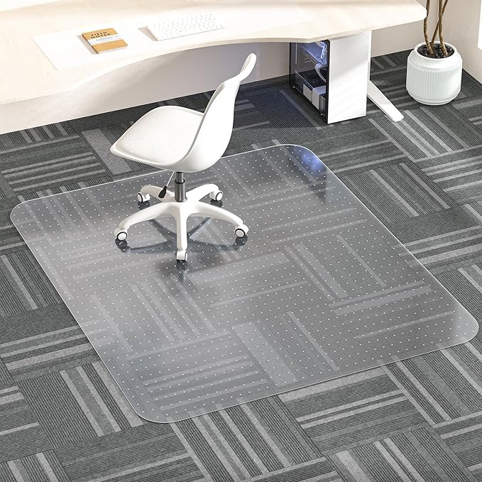 Office Chair Mat for Carpet, 48" X 48" X 0.09" Desk Chair Mat for Carpet Floors, Clear and Thick Rolling Computer Chair Mats with Non-Slip Studded for Home and Office Low Pile Carpets