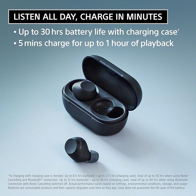 Sony WF-C710N Truly Wireless Noise-Canceling Earbuds with up to 30-Hour Battery Life, Lightweight and Secure, White