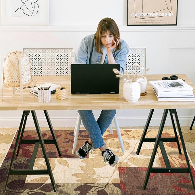 Office Chair Mat for Hardwood Floor, 48"x36" Easy Glide Computer Desk Mat Protector for Rolling Chair Under Desk Rug Nonslip Backing, Machine Wash (Modern)