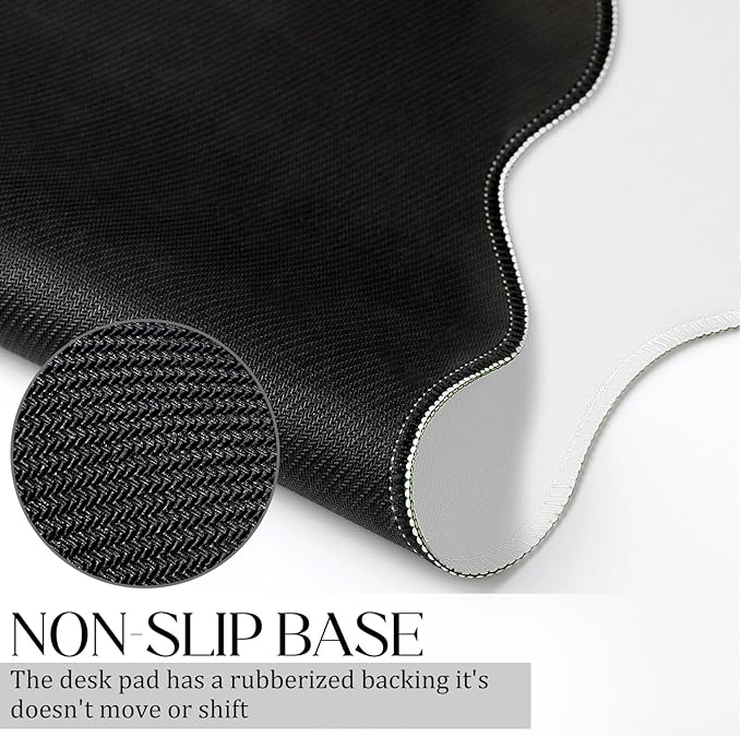 Scalloped Desk Mat Large Scalloped Piping Cute Desk Mat Aesthetic Preppy Table Pad Large Nonslip Pad with Edge Stitching Waterproof Gaming(White,23.62 x 13.78 Inches)
