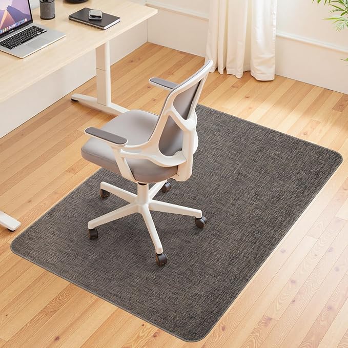 Wansimoo Office Chair Mat for Hardwood and Tile Floor, 36"x55" Floor Mat, Heavy Duty Computer Gaming Chair Mat, Anti-Slip, Non- Curve, Desk Chair Mat,Floor Protector for Home Office(Coffee)