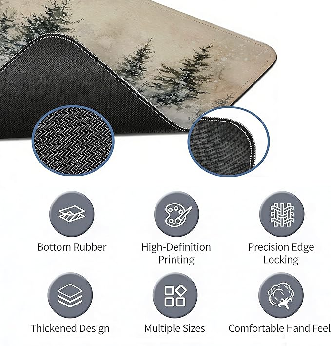 Vintage Winter Decor for Desk Mat Retro Pine Tree Mouse Pads Large, Snowy Forest Big Long Mouse Pad for Computers, Retre Snow Decor Gaming Mousepad XL Xmas Wniter Gifts for Women Girls 31.5x11.8