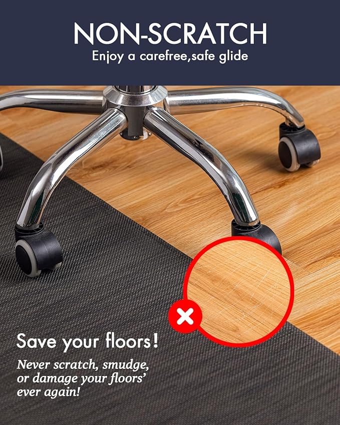 Office Chair Mat for Hardwood Floor Under Desk Computer Rolling Chair Mat for Wood/Tile Floor Non-Slip Heavy Duty Desk Rug PVC Plastic Hard Floor Protector 48" x 60" (Espresso)