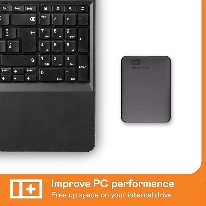 Western Digital WD 5TB Elements Portable External Hard Drive for Windows, USB 3.2 Gen 1/USB 3.0 for PC & Mac, Plug and Play Ready - WDBU6Y0050BBK-WESN