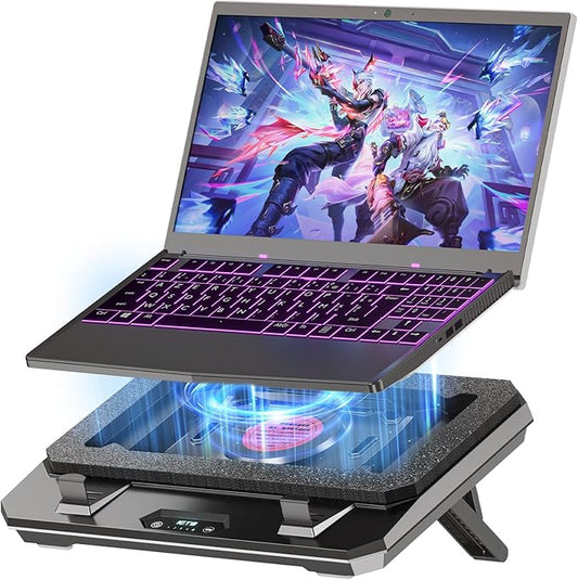 GT300 Upgraded Laptop Cooling Pad with Adjustable Stand, Turbo Boosted Cooler for Rapid Cooling 10-17inch Gaming Laptop, Flexible Sealing Ring，Featuring Air Filtration and USB Hub