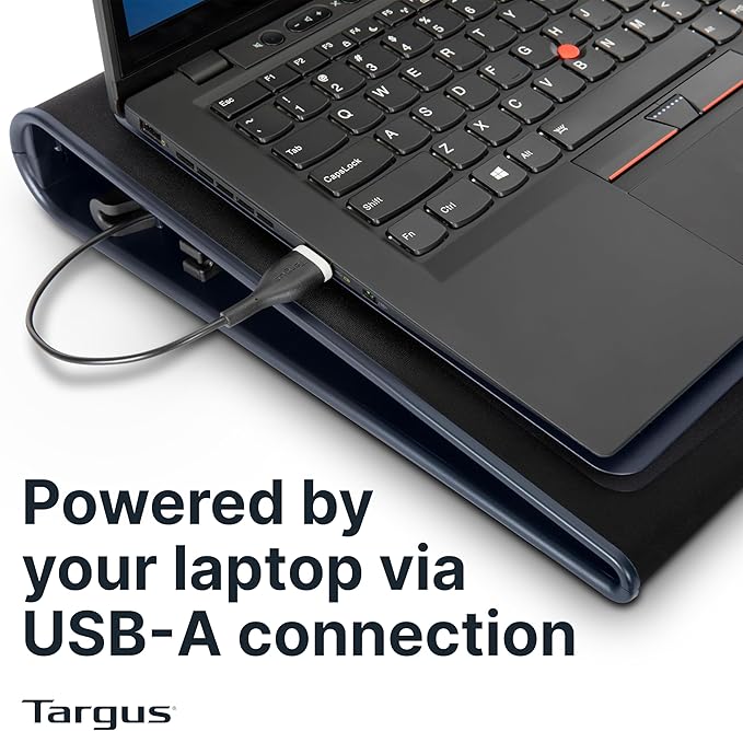 Targus 17 Inch Dual Fan Lap Chill Mat - Soft Neoprene Laptop Cooling Pad for Heat Protection, Fits Most 17" Laptops and Smaller - USB-A Connected Dual Fans for Heat Dispersion (AWE55US)