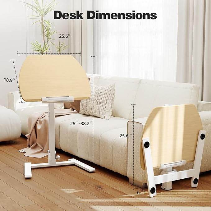 ROMOON Foldable Small Standing Desk with No-Assembly Design, Rolling Height-Adjustable Sit-Stand Table with Wheels, Space-Saving Portable Laptop Cart for Home Office and Small Space (Natural Oak)