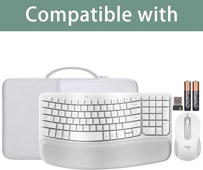 co2CREA Hard Case Compatible with Logitech Wave Keys MK670 Combo/Wave Keys Wireless Ergonomic Keyboard,Off White Case