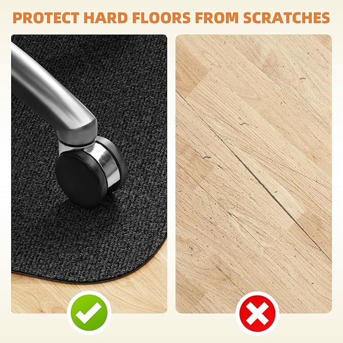 HomeMall Office Chair Mat for Hardwood and Tile Floor, 48" x 36" Computer Desk Chair Mat, Anti-Slip Mat for Rolling Chair, Large Floor Protector for Home Office, Dark Gray
