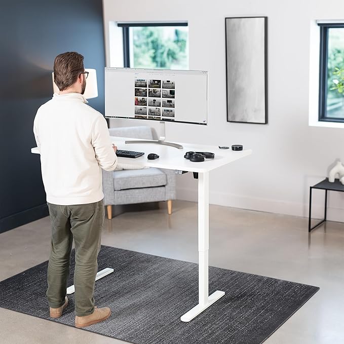 VIVO Electric 60 x 30 inch Stand Up Desk, Height Adjustable, White Top White Frame, Home and Office Furniture Sets, DESK-KIT-0W6W