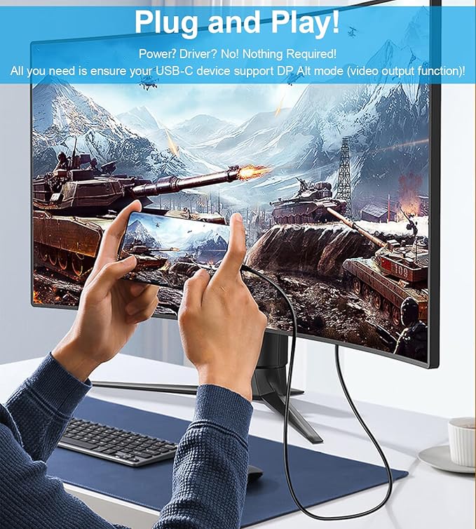 Herfair USB C to VGA Cable 3FT, USB Type-C to VGA Male to Male Adapter Cord Thunderbolt 3 Compatible VGA to USB-C Cable for iPhone 15 Pro, MacBook Pro/Air, iPad Pro, Surface Book 3, Galaxy S23, More