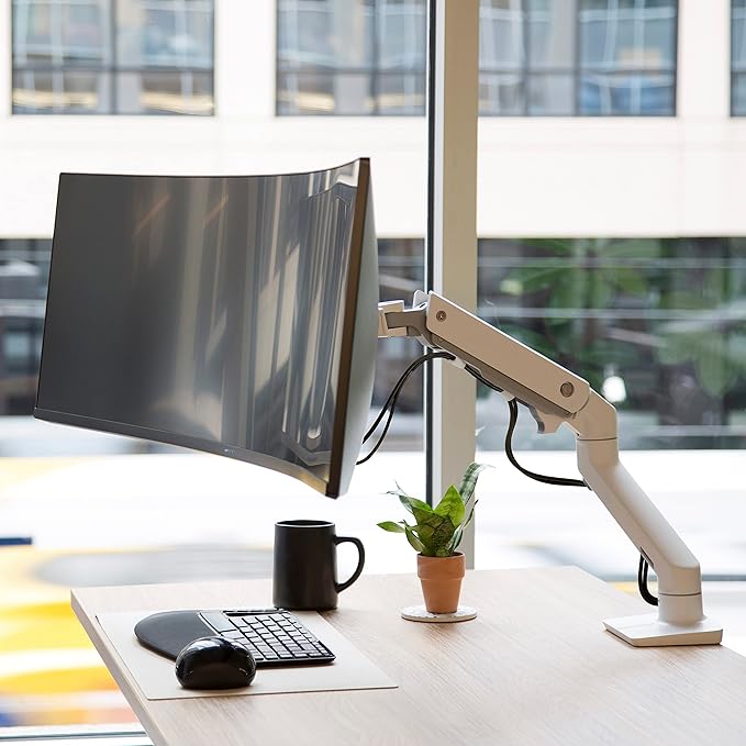 Ergotron – HX HD Premium Heavy Duty Gaming Monitor Arm, Single Monitor Desk Mount – for 1000R Curved Ultrawide Monitors Up to 49 Inches, 28 to 42 lbs, VESA 75x75mm or 100x100mm – HD Pivot, White