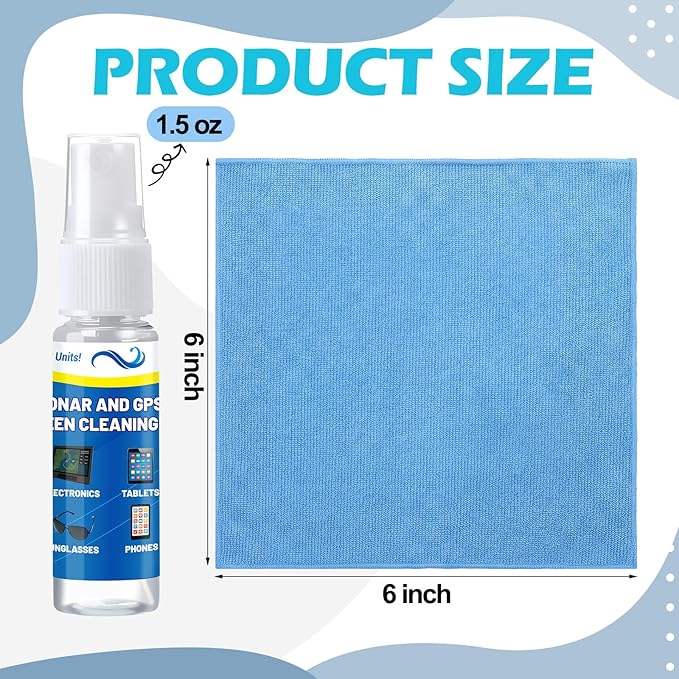3 Sets Sonar GPS Screen Cleaner Kit Ammonia Free LCD Screen Cleaner with Microfiber Cloth for Electronics Sunglasses Touchscreens Resolution Displays Cleaning Kit 1.5 oz