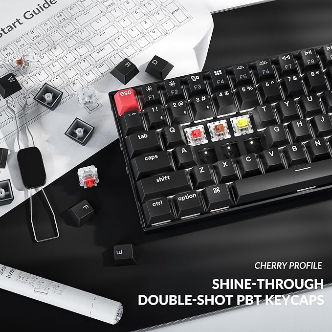 Keychron K4 96% Layout QMK Wireless and Wired Options Mechanical Keyboard, White Backlight Brown Switch, Hot-swappable, Paired with Shine-Through Double-Shot PBT Keycaps for Mac Windows - Version 3