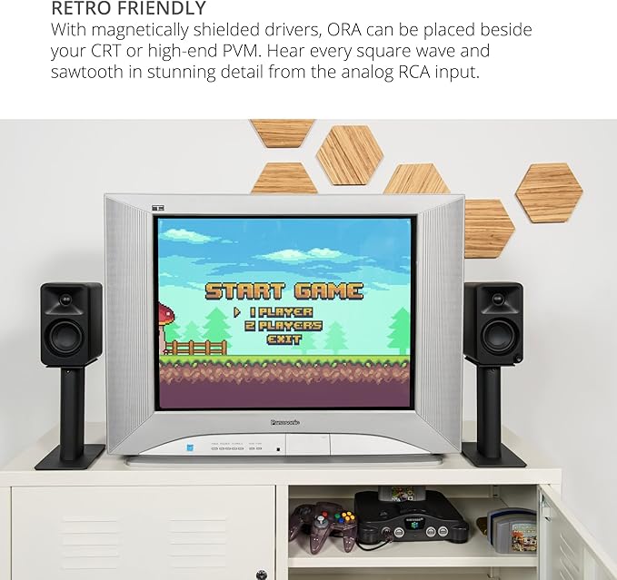 Kanto ORAMW 100W Powered Reference Desktop Computer Speakers with Bluetooth 5.0 and USB-C Input | Bi-Amplified | 100 Hz Automatic Crossover | Reference Quality Sound | Pair | Matte White (Renewed)