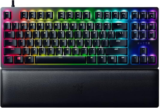 Razer Huntsman V2 TKL Tenkeyless Gaming Keyboard: Fastest Clicky Optical Switches Gen2 w/ Sound Dampeners & 8000Hz Polling Rate - Detachable TypeC Cable, Classic Black (Renewed)
