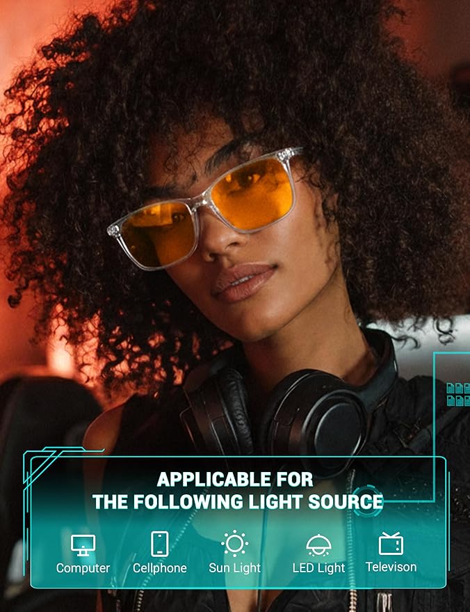 TIJN Sleep Glasses for 99.9% TR90 Blue Green Light Blocking Dual AR Coatings Red Lens for Computer Gaming Reduce Eyestrain, Multi Color