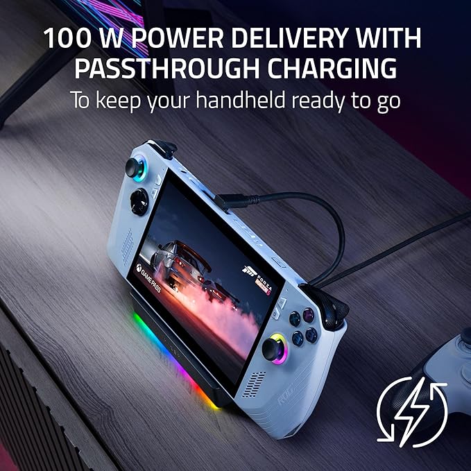 Razer Handheld Dock Chroma: Charging Hub & Expand Connectivity for Mobile Gaming & Tablets - iPhone 16, Steam Deck, ROG Ally, Switch & More - USB C, USB A (3), HDMI, GbE - 100W Power Passthrough