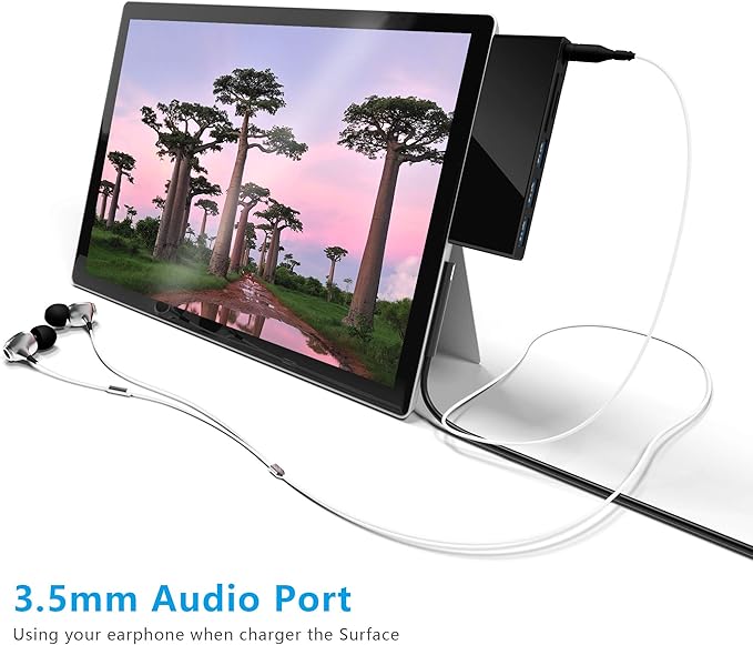 Surface Go Docking Station - USB C Hub with 6-in-2 Ports, 3.5mm Audio, SD/TF Card Reader