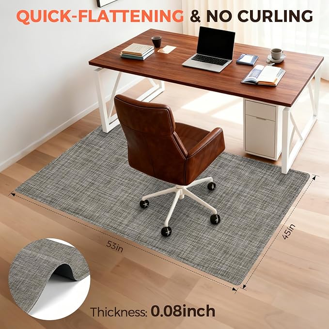 BAGAIL Office Chair Mat for Hardwood Floor, 45"x53" Heavy Duty Computer Chair Mat - Fast Flat & Smooth Glide - Non-Slip Desk Chair Floor Protector for Home Office - Brown