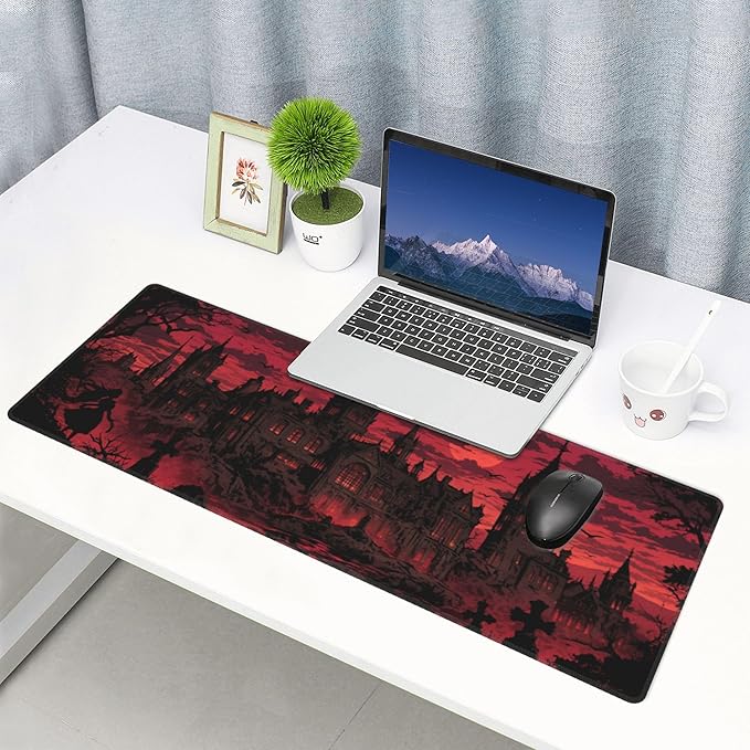 Gothic Desk Mat Large Gaming Mouse Pad Gothic Extended Mousepad Big in Laptop Computer Mouse Keyboard Mat for Office Desk Decor 35.5x16 in