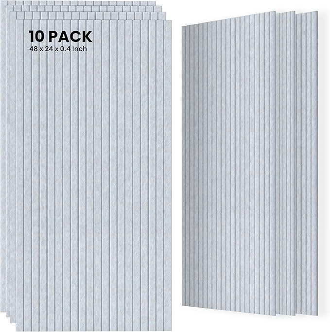 10 Pack Sound Proof Panels for Walls, 47.2 x 23.6 x 0.35 Inch Sound Deadening Panels,Large Acoustic Panels for Media Room, Office and Studio,Light Camel