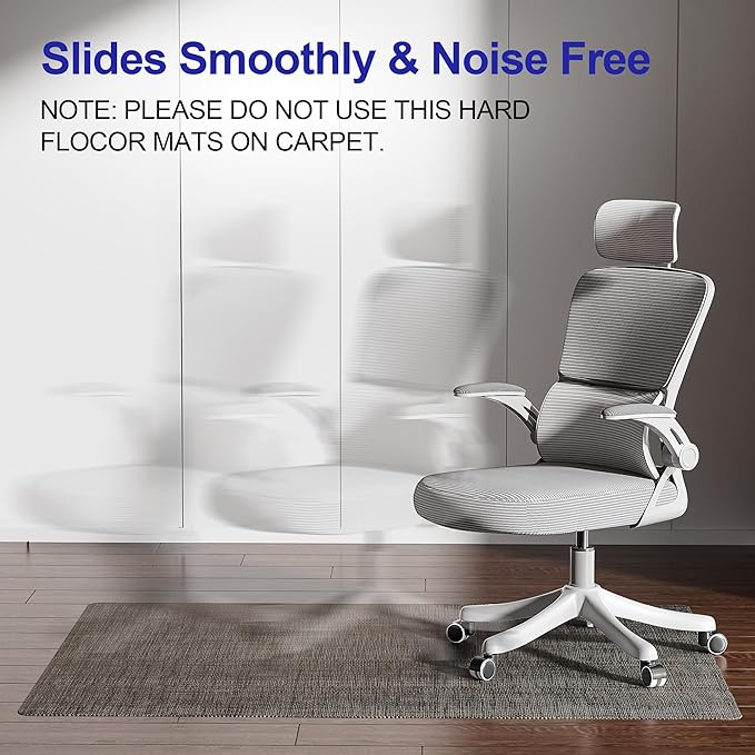 Delamu Office Chair Mat for Hardwood Floor 36"×48", Heavy Duty Desk Floor Protector for Chairs, Anti-Slip PVC Woven Computer Chair Mats for Home Office, Brown