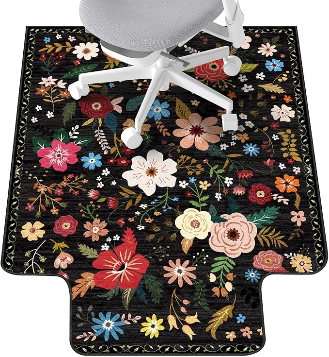 Office Chair Mat for Hardwood Floor & Tile Floor,36"X 48" Heavy Duty Desk Chair Mat for Hard Floors, Under Desk Rug for Rolling Computer Chair,Anti Slip,Low Pile Carpet Protector-Convex Colorful
