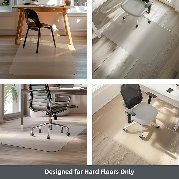 2 Pack Office Chair Mat for Hardwood Floors, 36"x48" Desk Chair Mat for Rolling Chair on Hard Floor, Heavy Duty Floor Protector for Home or Office, Easy Clean and Glide Without Curing