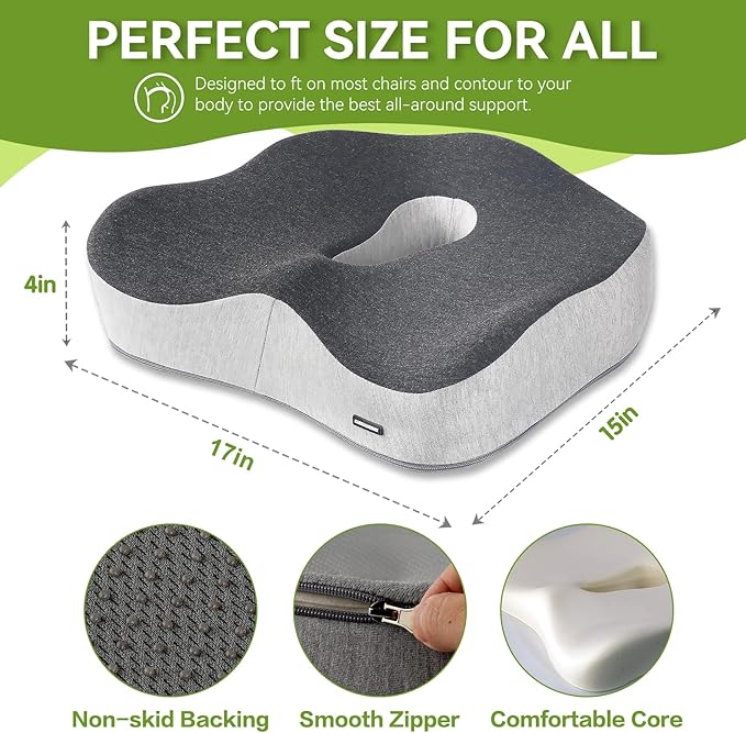 Seat Cushion & Lumbar Support Pillow Set for Office Chair, Back Pain, and Tailbone Discomfort with Lumbar Support Pillow and Seat Cushion - Perfect for Home, Office, and Gaming Chairs Chair Cushion