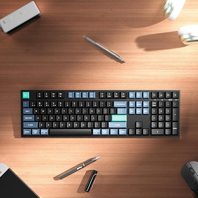 Keychron B36 2.4 GHz Wireless Bluetooth Keyboard Silent Typing 100% Full-Size Layout Launcher Support with Numeric Keypad Ergonomic Angle Compatible for Mac Windows Linux