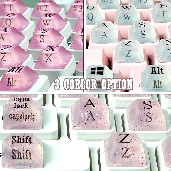 80 Pcs PC Keyboard Stickers for Long Nails Typing and Gaming, Anti-Damage Symbolic and Alphanumeric Keys for Nail-Art (Translucent)