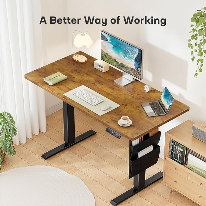 Marsail Standing Desks 55"x24" Adjustable Height Home Office Desks,Electric Standing Desk with Storage Bag,Stand up Desks for Study,Writing,Work Computer Desks 4 Memory Preset with Headphone Hook