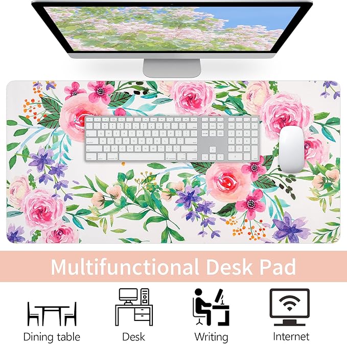 Large Desk Mat, Desk Matt for Desktop, Women Girls Waterproof Large Keyboard Pad, Cute Computer Mat for Office Work/Home/Decor/Desktop Accessories (35.4"x16.9")