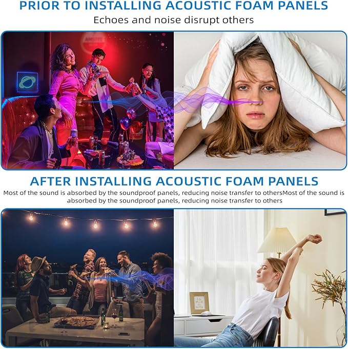 1 Pack Sound Proof Foam Panels |48"×24"×2" Quick-Recovery Soundproof Wall Panels | High Density Sound Dampening Panels for Home Studio,(Black)