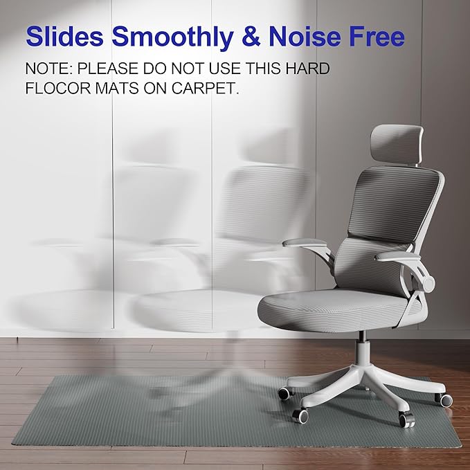 Delamu Office Chair Mat for Hardwood Floor, Heavy Duty Hard Floor Protector for Chairs, Anti-Slip PVC Woven 36"×48" Computer Desk Chair Mat for Home Office, Dark Gray