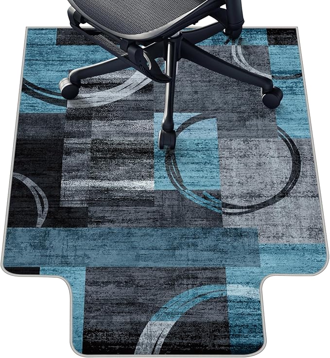 Office Chair Mat for Hardwood Floor & Tile Floor,36"X 48" Heavy Duty Desk Chair Mat for Hard Floors, Under Desk Rug for Rolling Computer Chair,Anti Slip,Low Pile Carpet Protector-Convex Geo Blue Gray